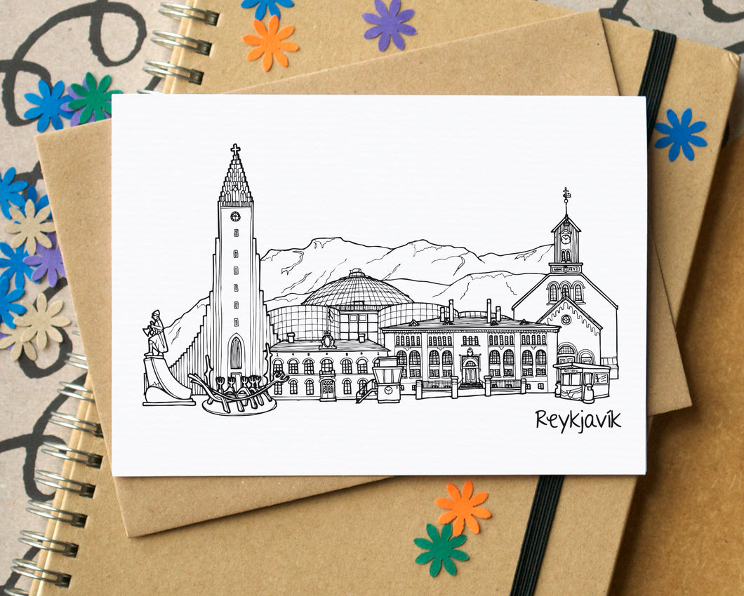 Reykjavík Skyline Landmarks Greetings Card