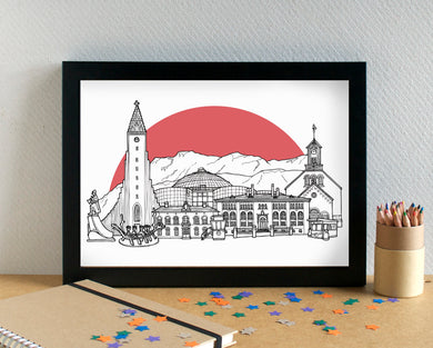 Reykjavík Skyline Landmarks Art Print - can be personalised