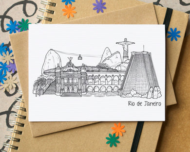 Rio de Janiero Skyline Landmarks Greetings Card