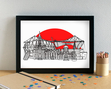 Middlesbrough FC Skyline Art Print - featuring Riverside Stadium