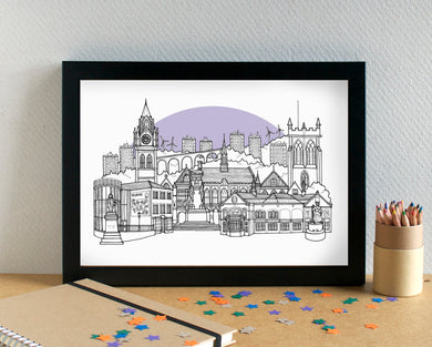 Rochdale Skyline Landmarks Art Print - can be personalised - unframed