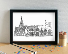 Rochester Skyline Landmarks Art Print - can be personalised