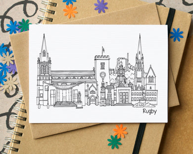 Rugby Skyline Landmarks Greetings Card