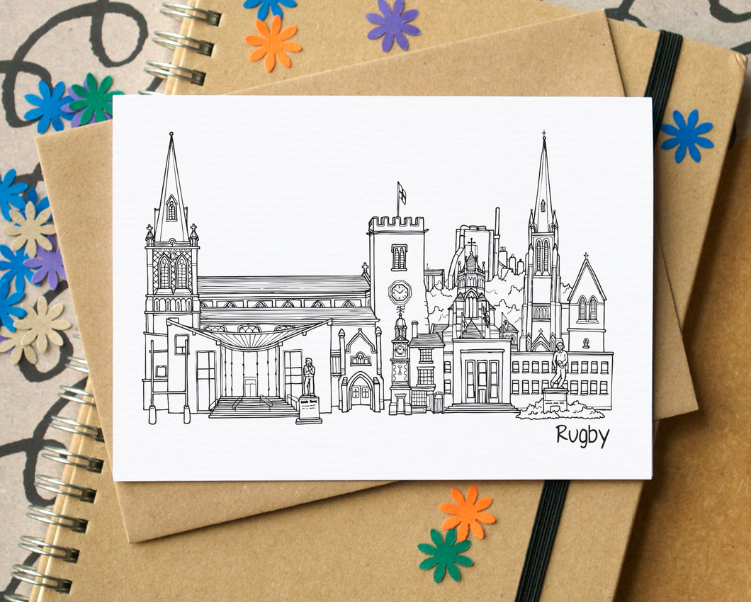 Rugby Skyline Landmarks Greetings Card