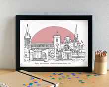 Rugby Skyline Landmarks Art Print - can be personalised - unframed