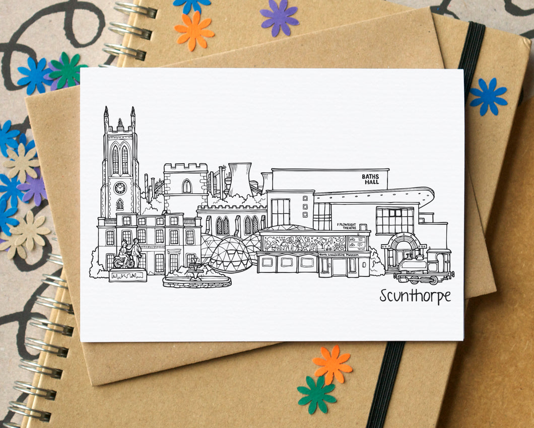 Scunthorpe Skyline Landmarks Greetings Card