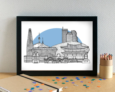 Seoul Skyline Landmarks Art Print - can be personalised - unframed