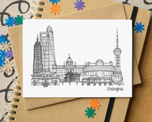 Shanghai Skyline Landmarks Greetings Card