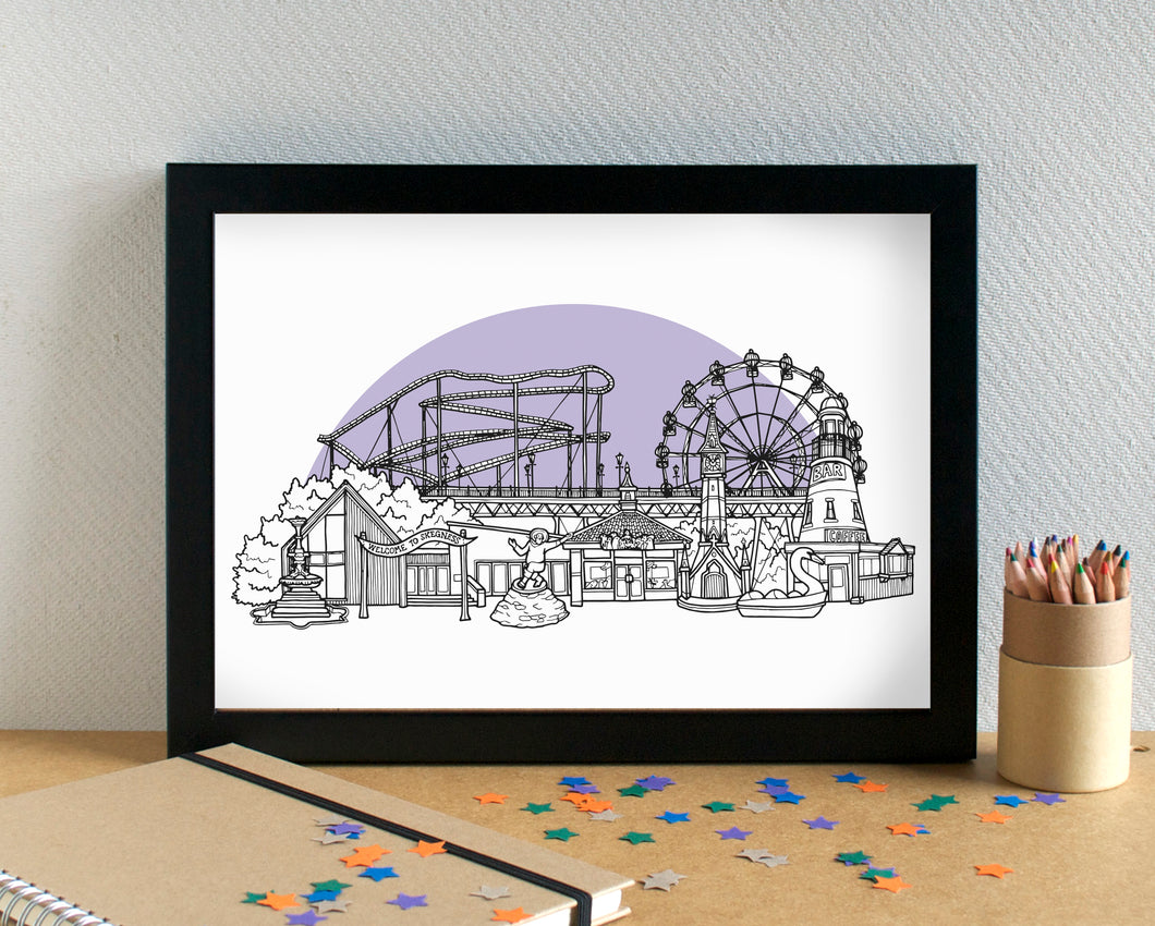 Skegness Skyline Landmarks Art Print - can be personalised