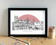St Albans Skyline Landmarks Art Print - can be personalised - unframed