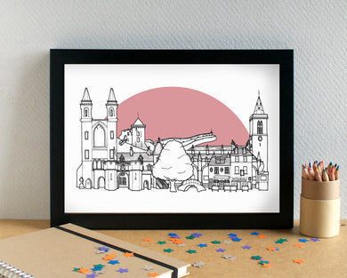 St Andrews Skyline Landmarks Art Print - can be personalised