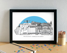 Newcastle-upon-Tyne Skyline Landmarks Art Print - with St James Park - can be personalised