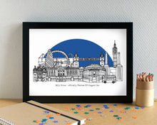 London Skyline Landmarks Art Print - with Stamford Bridge - can be personalised
