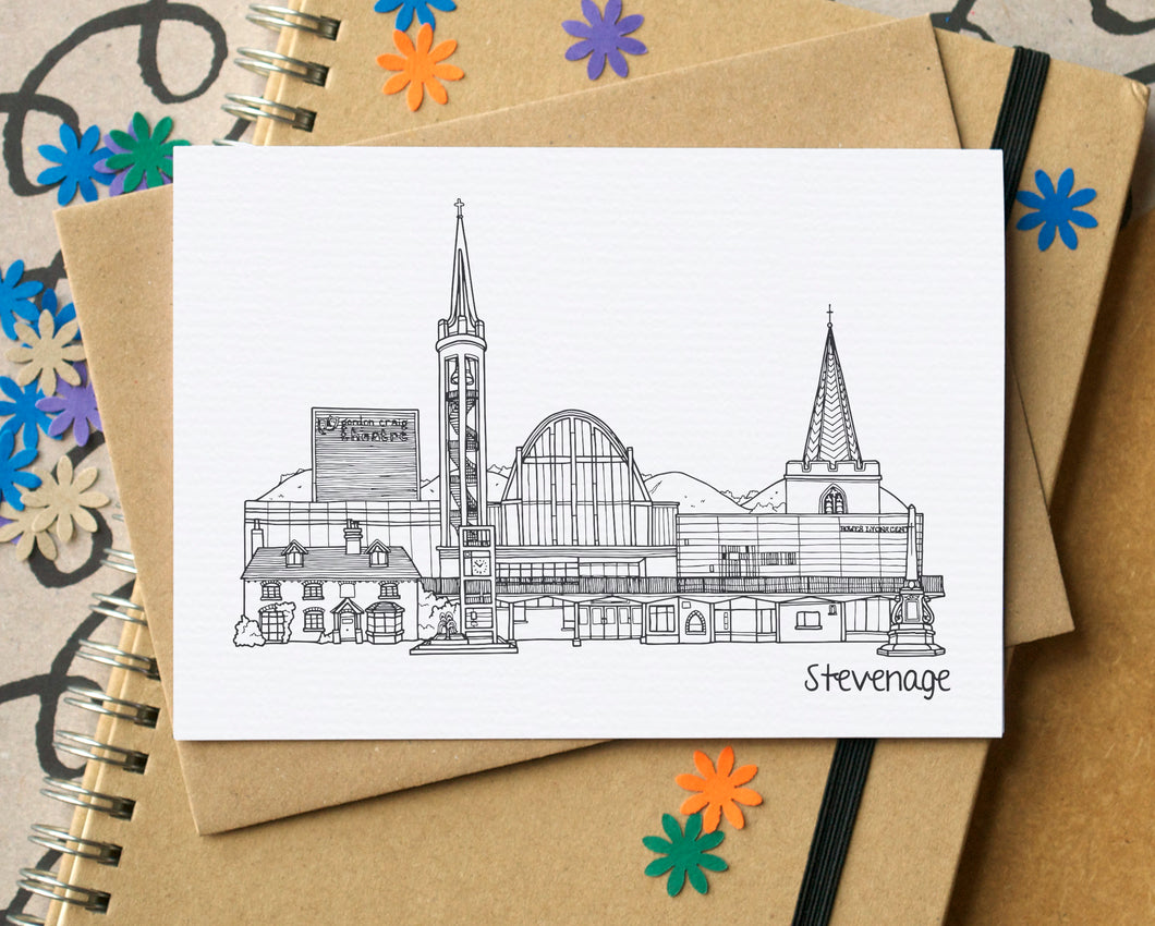 Stevenage Skyline Landmarks Greetings Card