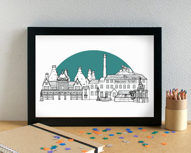 Stoke-on-Trent Skyline Landmarks Art Print - can be personalised