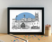 Taunton Skyline Landmarks Art Print - can be personalised - unframed