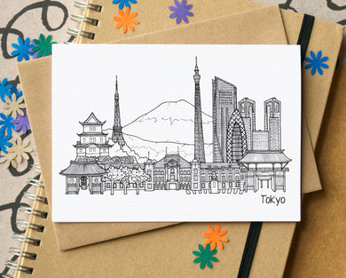 Tokyo Skyline Landmarks Greetings Card