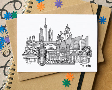 Toronto Skyline Landmarks Greetings Card
