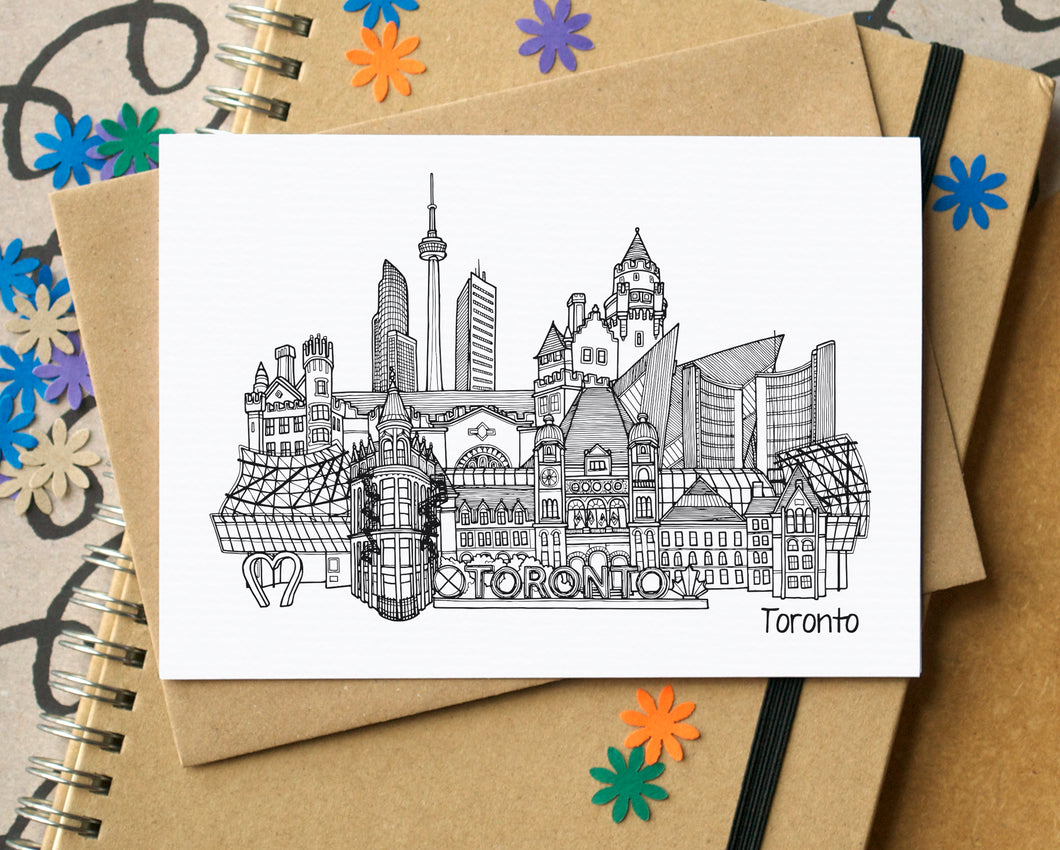 Toronto Skyline Landmarks Greetings Card