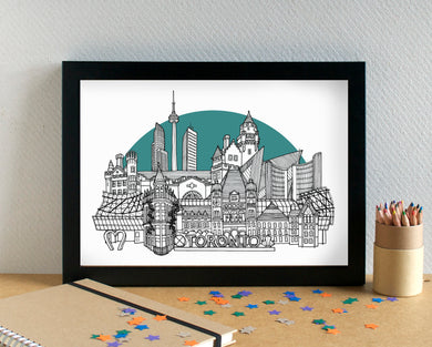 Toronto Skyline Landmarks Art Print - can be personalised - unframed