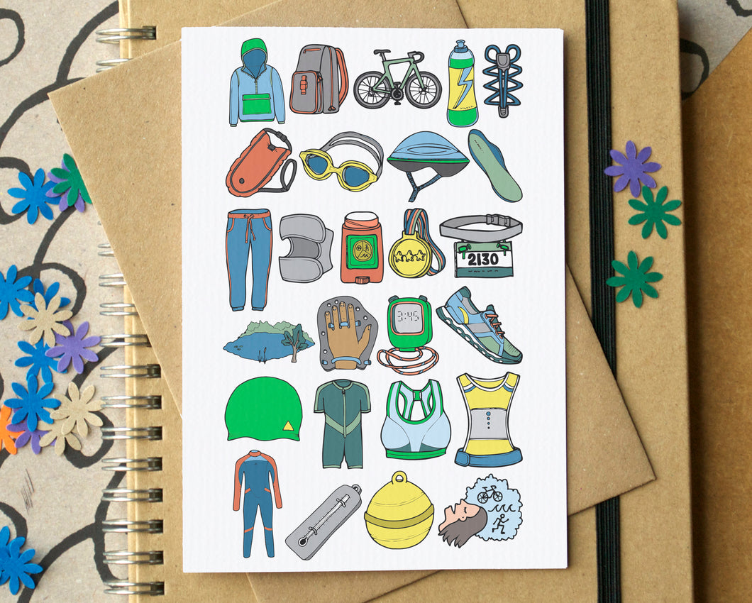 Triathlon Alphabet Greetings Card