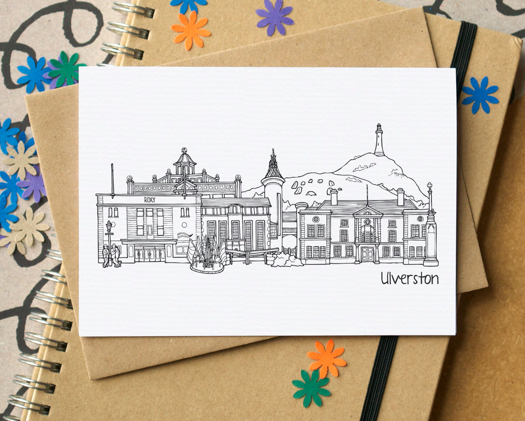 Ulverston Skyline Landmarks Greetings Card
