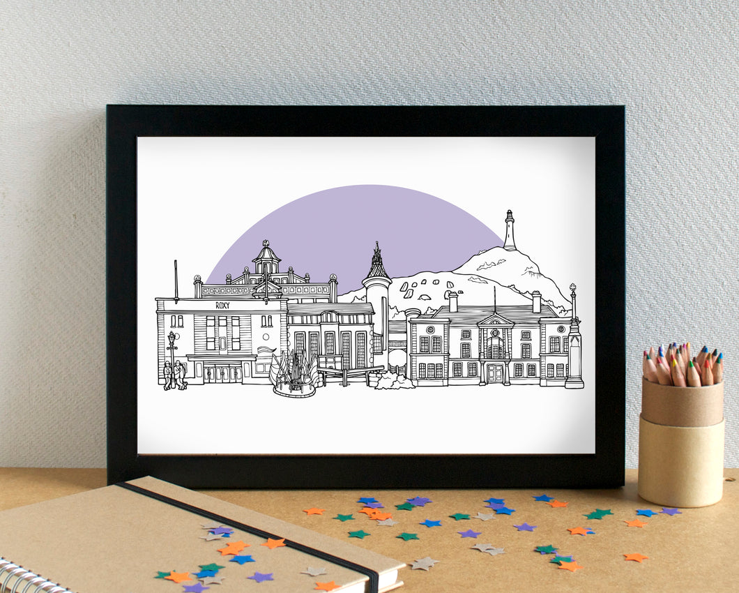 Ulverston Skyline Landmarks Art Print - can be personalised