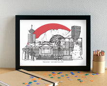 Vancouver Skyline Landmarks Art Print - can be personalised - unframed