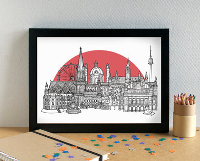 Vienna Skyline Landmarks Art Print - can be personalised