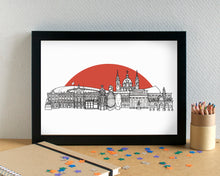 Madrid Skyline Landmarks Art Print - featuring Wanda Metropolitano Football Stadium - can be personalised