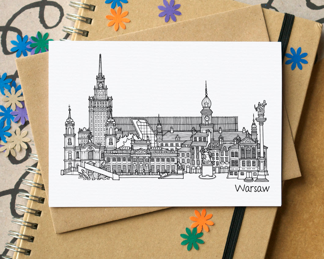 Warsaw Skyline Landmarks Greetings Card