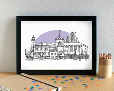 Whitby Skyline Landmarks Art Print - can be personalised - unframed