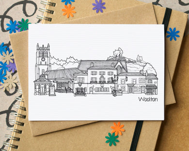 Woolton Liverpool Skyline Landmarks Greetings Card