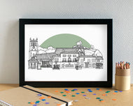 Woolton Village Liverpool Skyline Art Print - can be personalised