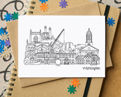 Workington Skyline Landmarks Greetings Card