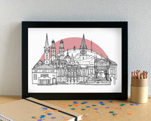 Zürich Skyline Landmarks Art Print - can be personalised