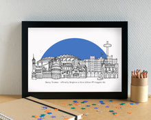 Brighton Skyline Landmarks Art Print - with AMEX Community Stadium - can be personalised
