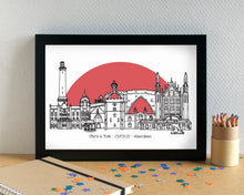 Aberdeen Skyline Landmarks Art Print - can be personalised - unframed