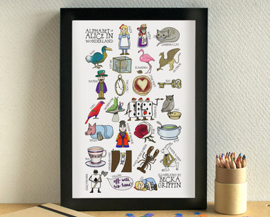 Alice in Wonderland Alphabet Art Print