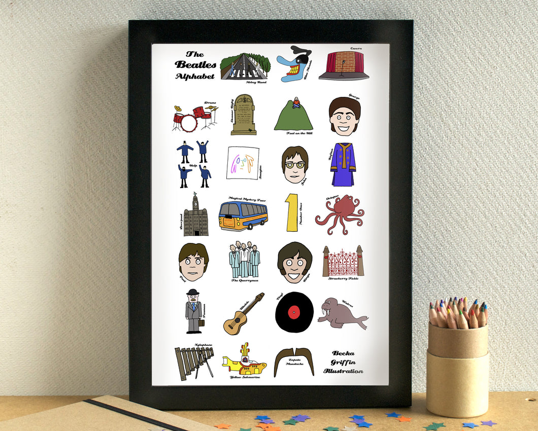 Beatles Alphabet Art Print - can be personalised