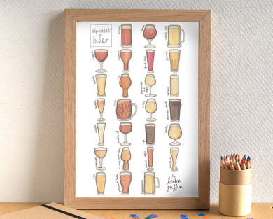 Beer Alphabet Drinks Art Print