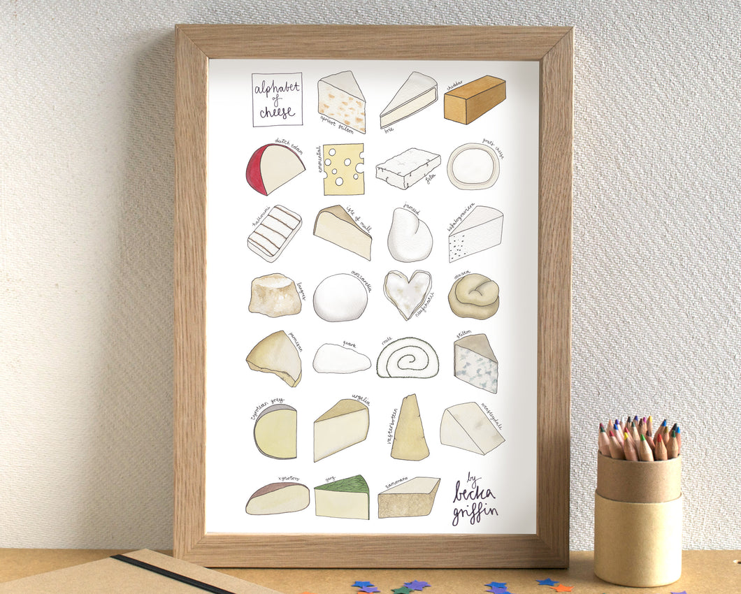 Cheese Alphabet Art Print