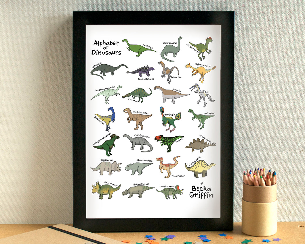 Dinosaur Alphabet Art Print - can be personalised
