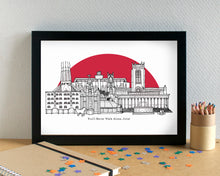Liverpool Skyline Landmarks Art Print - with LFC's Anfield Stadium - can be personalised
