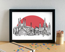 Barcelona Skyline Landmarks Art Print - can be personalised