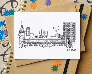 Basildon Skyline Landmarks Greetings Card