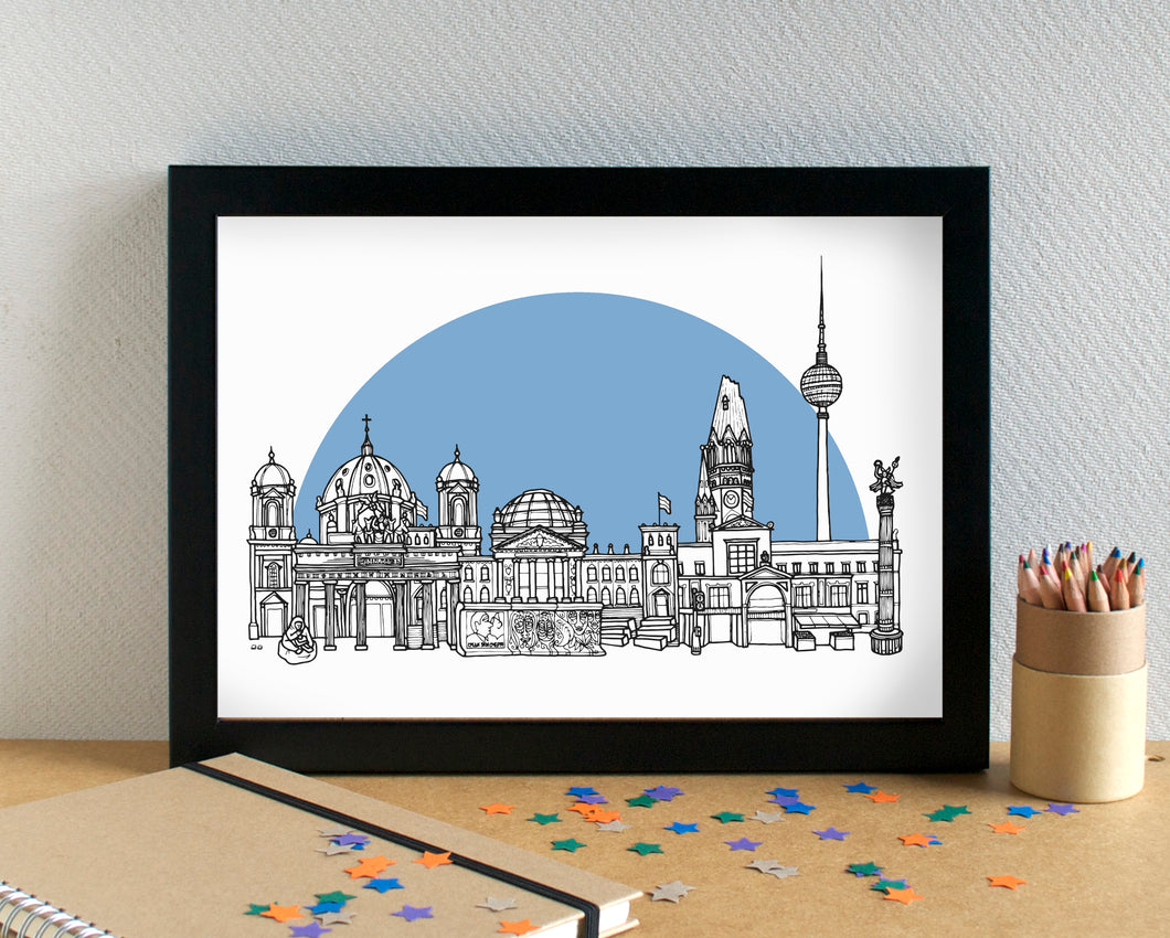 Berlin Skyline Landmarks Art Print - can be personalised – BeckaGriffin