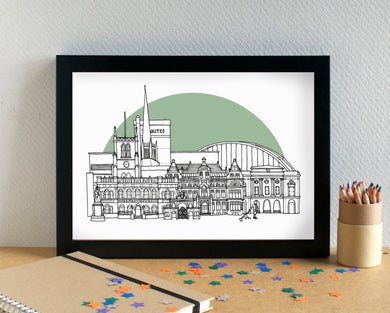 Blackburn Skyline Landmarks Art Print - can be personalised