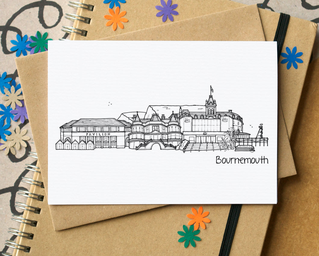 Bournemouth Skyline Landmarks Greetings Card