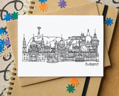 Budapest Skyline Landmarks Greetings Card